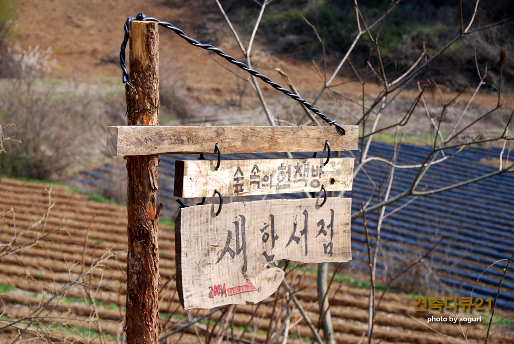 충북의 오지 숲속의 헌책방 입간판(立看板) 