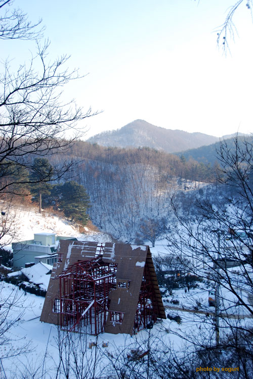 단양 복층 스틸하우스 전원주택 신축공사 현장 설경(雪景